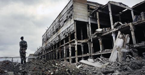 Bomb damage to building