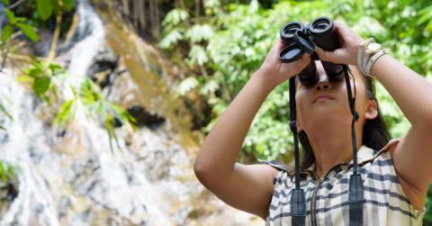 Person looking through binoculars