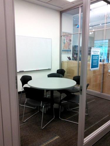 Glass-walled meeting room