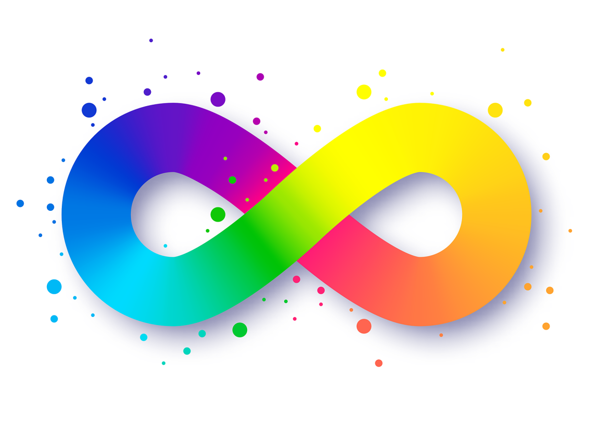 image of the rainbow infinity symbol which represents the neurodivergent community